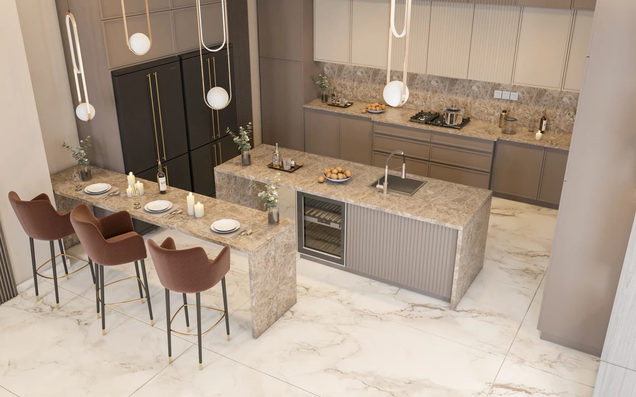 صالة طعام + مطبخ